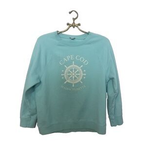 J. Crew Cape Cod Crewneck‎ Aqua Blue Sweatshirt Size Small Crew Neck
